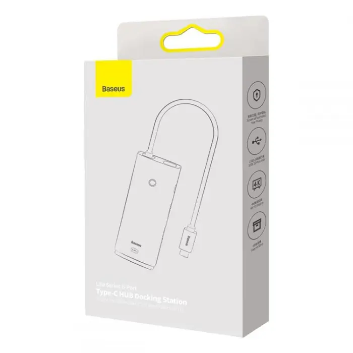 BASEUS - Baseus Lite Series 6-Port HUB Adapter USB-C - Svart