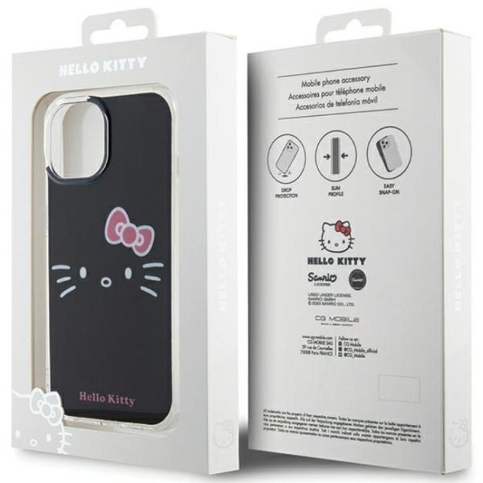 Hello Kitty - Hello Kitty iPhone 15 Mobilskal Hello Kitty IML Kitty Face - Svart