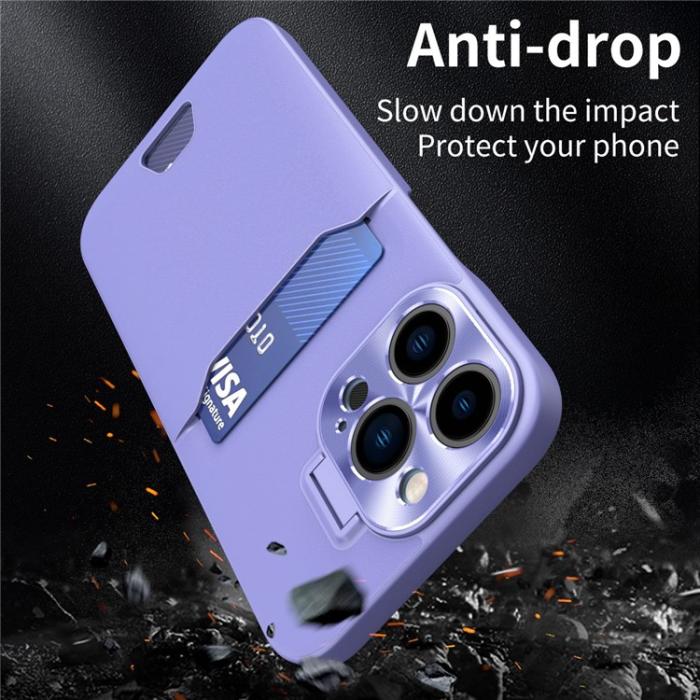 OEM - iPhone 14 Pro Max Skal Korthållare Linsram Kickstand - Lila