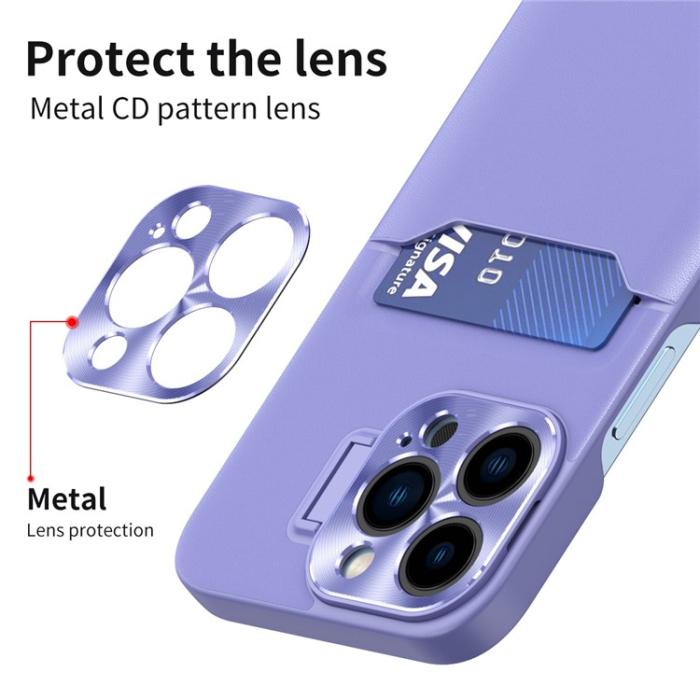 OEM - iPhone 14 Pro Max Skal Korthållare Linsram Kickstand - Lila