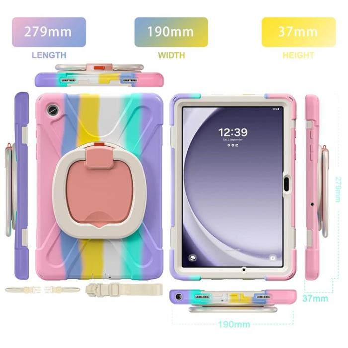 A-One Brand - Galaxy Tab A9 Plus Skal Kickstand Handle Grip - Färgglad Rosa