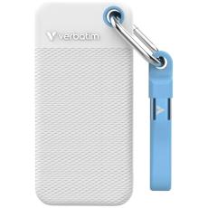 Verbatim - Verbatim Extern h&aring;rddisk Pocket SSD 1TB USB-C 3.2 Gen 2 - Vit/Ljusbl&aring;