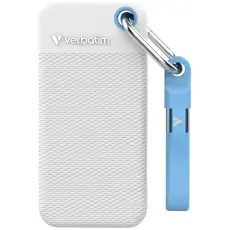 Verbatim - Verbatim Extern h&aring;rddisk Pocket SSD 1TB USB-C 3.2 Gen 2 - Vit/Ljusbl&aring;