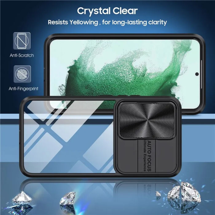 OEM - Galaxy S22 5G Mobilskal 360 Kamera Slider - Svart