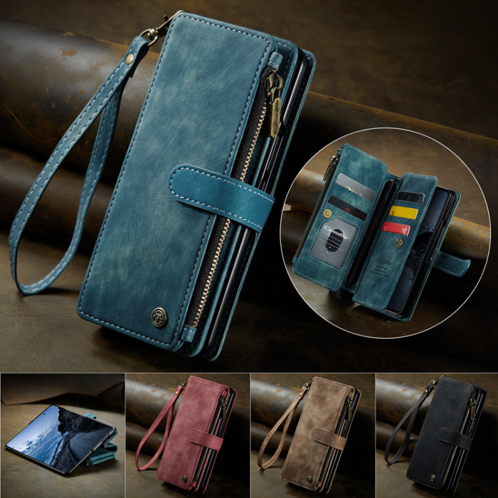 Caseme - CASEME Galaxy Z Fold 7 Plånboksfodral Med Rem läder - Blå