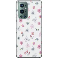 Gustaf - Mobilskal till OnePlus 9 Pro med Blommor och fj&auml;rillar