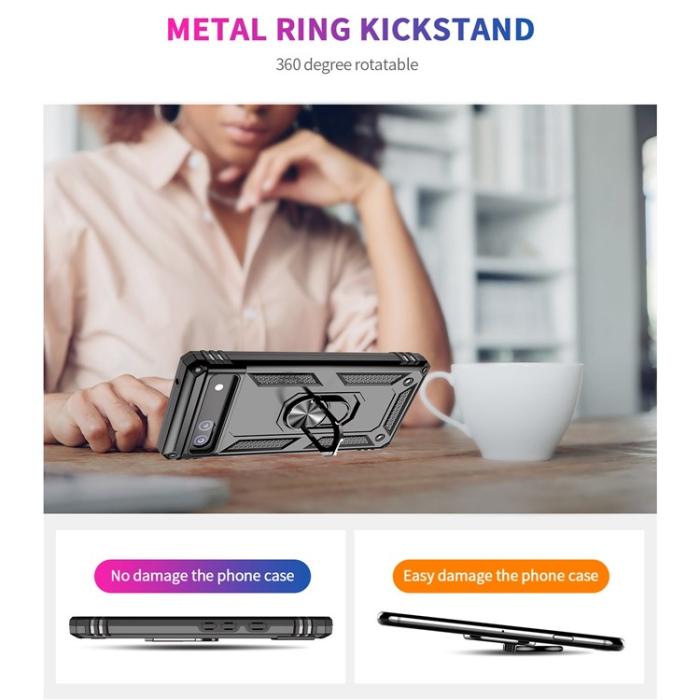A-One Brand - Google Pixel 6a Skal Ringhållare Kickstand - Svart