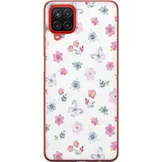Gustaf - Mobilskal till Samsung Galaxy A12 med Blommor och fj&auml;rillar