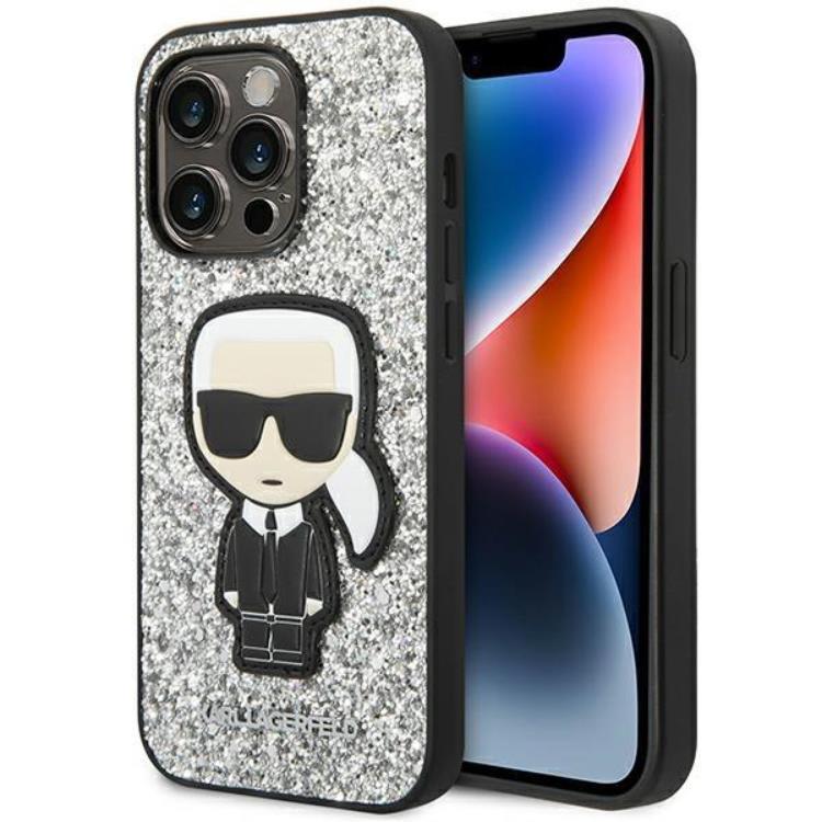 Karl Lagerfeld iPhone 14 Pro Skal Glitter Flakes Ikonik - Silver | 2353 | AlltMobil