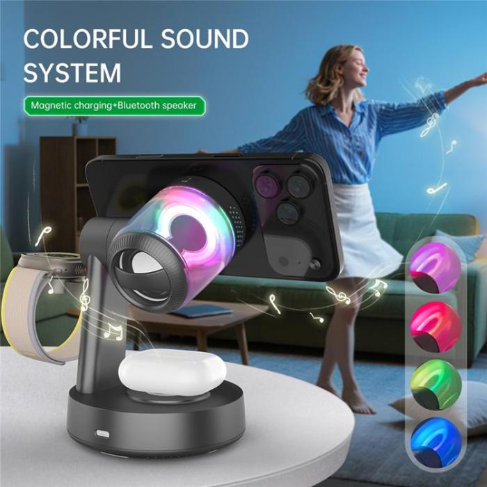 A-One Brand - Qi2.2 Magnetisk Trådlös Laddare 25W iPhone/Apple Watch/AirPods - Svart