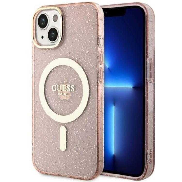 Guess iPhone 14 Plus Mobilskal MagSafe Glitter Guld - Rosa | 2353 | AlltMobil