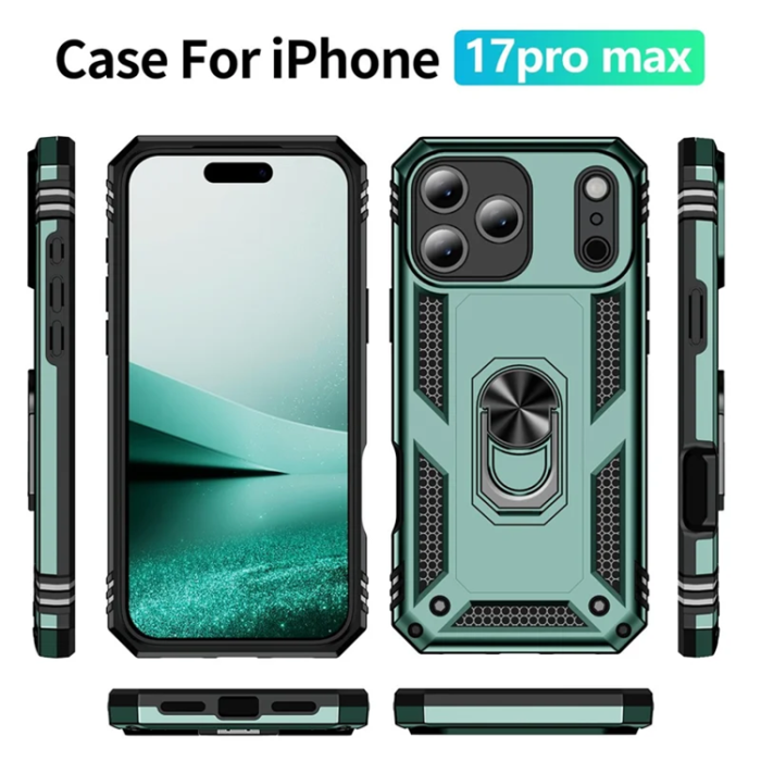 A-One Brand - iPhone 17 Pro Max Mobilskal med Kickstand - Svartgrön