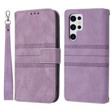 OEM - Samsung Galaxy S26 Ultra Fodral Konstl&auml;der Impr&auml;ntad - Lila