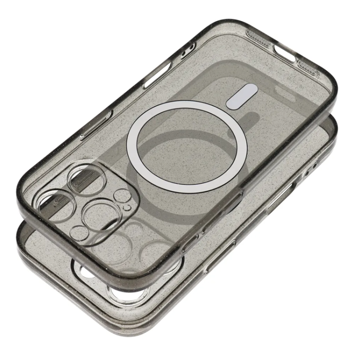 OEM - iPhone 16e Mobilskal Magsafe Clear - Svart Glitter