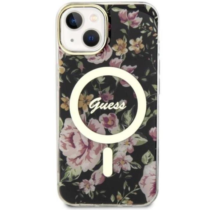 Guess - Guess iPhone 14 Plus Mobilskal MagSafe Flower - Svart