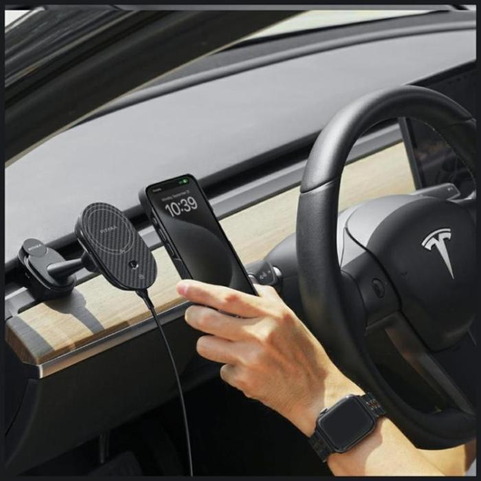 PITAKA - PITAKA Qi2 MagSafe Bilhållare med Trådlös Laddning MagEZ Pro 2 Tesla