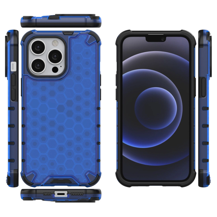 OEM - iPhone 13 Pro Mobilskal Honeycomb Armor - Blå