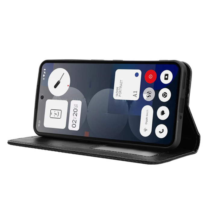 A-One Brand - Nothing Phone (3a) Pro Plånboksfodral Retro Kickstand - Svart