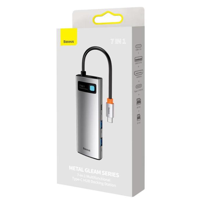 BASEUS - Baseus Hub 7in1 Metal Gleam - Grå