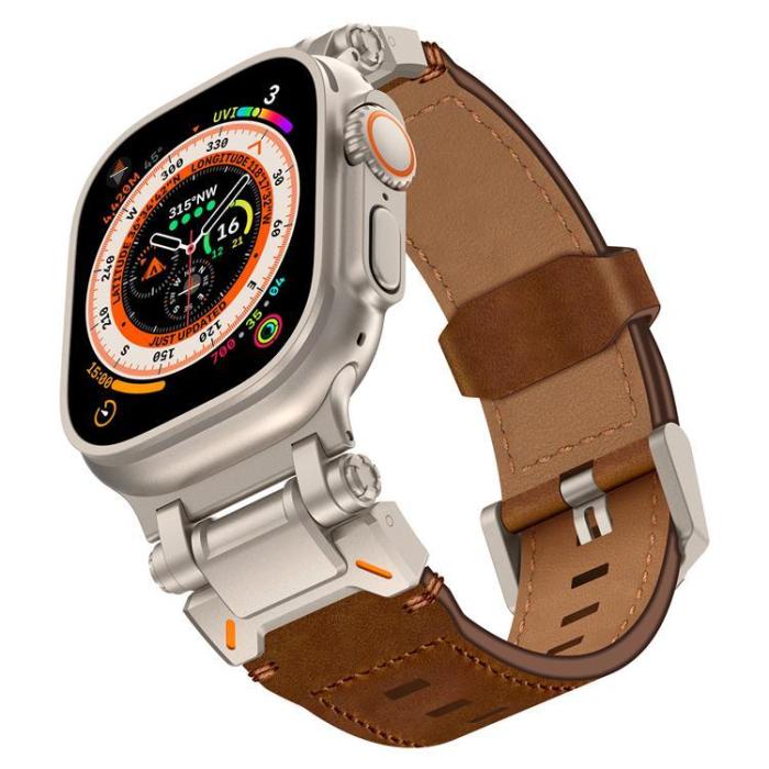 Boom of Sweden - Apple Watch Ultra (49mm) Armband Titanium Äkta Läder - Brun