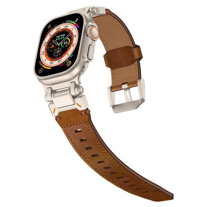 Boom of Sweden - Apple Watch Ultra (49mm) Armband Titanium Äkta Läder - Brun