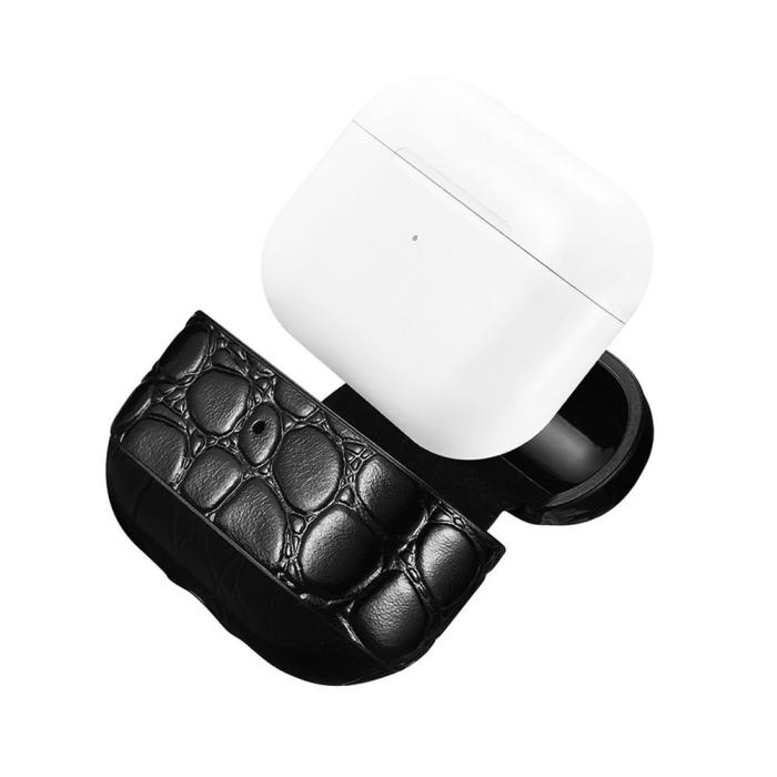 UTGATT5 - iCarer Crocodile Läder Skal Airpods Pro - Svart