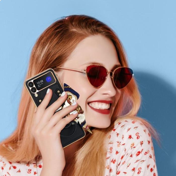 GKK - GKK Galaxy Z Flip 3 5G Skal Handväska - Gul