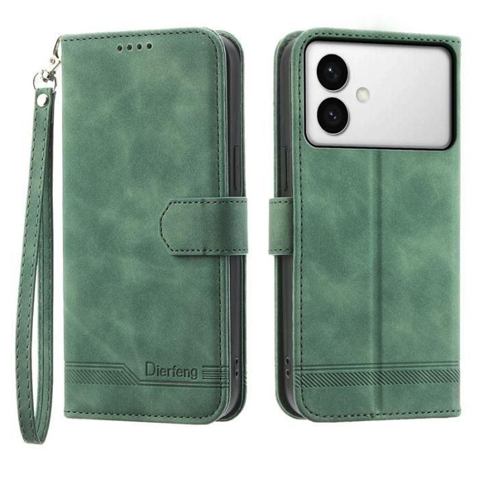 DIERFENG - DIERFENG Samsung Galaxy S26 Edge Plånboksfodral Konstläder - Grön
