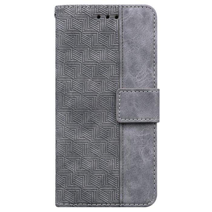 OEM - Samsung Galaxy S26 / S26 Pro Fodral Geometriskt Mönster Äkta Läder - Grå
