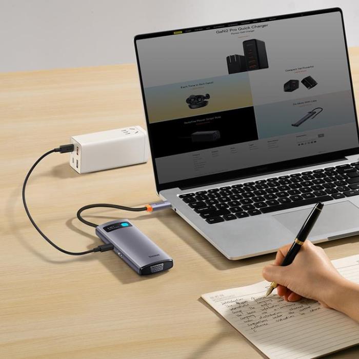 BASEUS - Baseus 6in1 Docking Station HUB Typ-C - Grå
