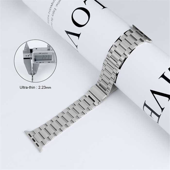 A-One Brand - Apple Watch 42/44/45/46/49mm Armband Stainless Steel - Silver