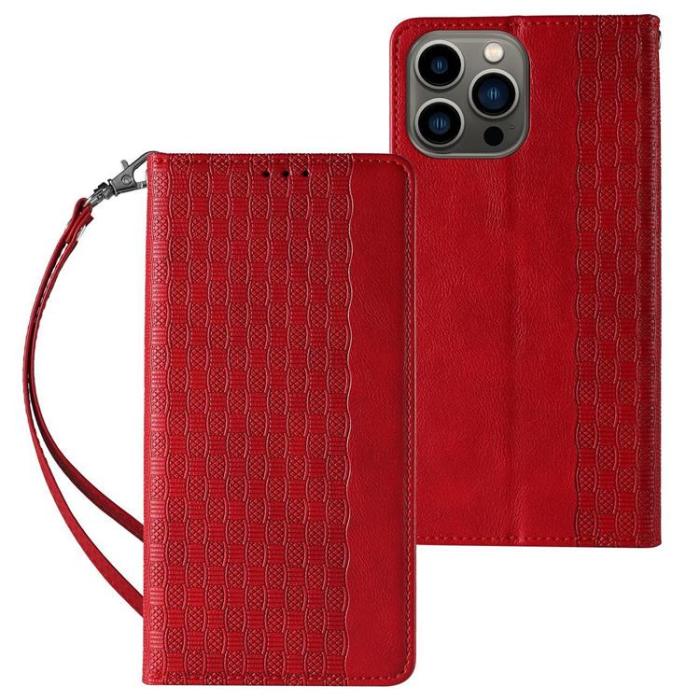 OEM - iPhone 13 Pro Max Plånboksfodral Magnet Strap - Röd