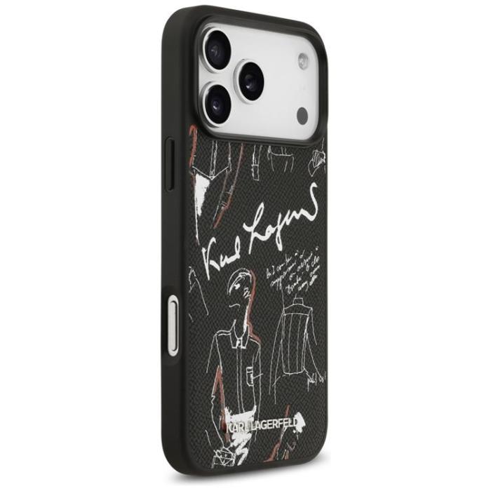 KARL LAGERFELD - Karl Lagerfeld iPhone 17 Pro Max Mobilskal MagSafe Grained Pattern - Svart