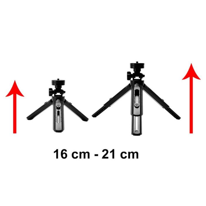 Ruhtel - Mini Tripod telefonhållare selfie stick GoPro Svart