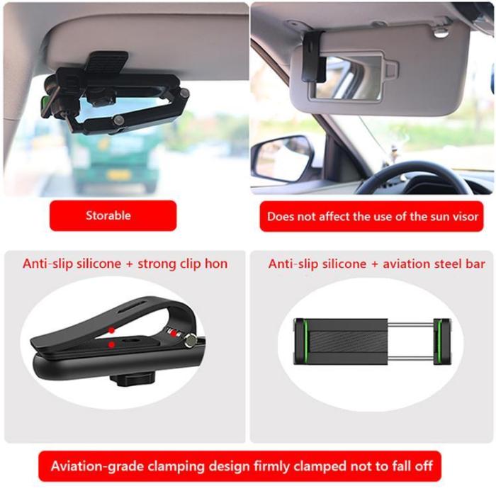 OEM - Mobilhållare 360 Degree Sun Visor - Svart