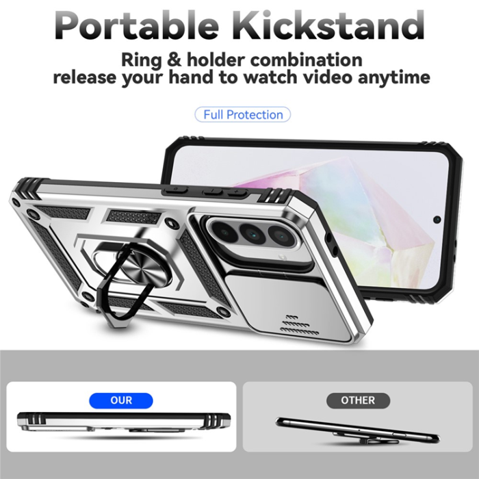 A-One Brand - Galaxy A36/A56 Mobilskal Kickstand PC + TPU - Silver