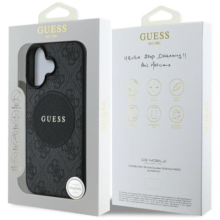 Guess - Guess iPhone 16 Mobilskal MagSafe 4G Circle - Svart