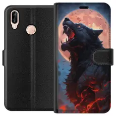 Gustaf - Pl&aring;nboksfodral till Huawei P20 lite med Ylande varg