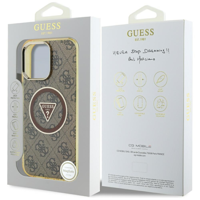 Guess - Guess iPhone 16 Pro Mobilskal Magsafe Glitter - Brun