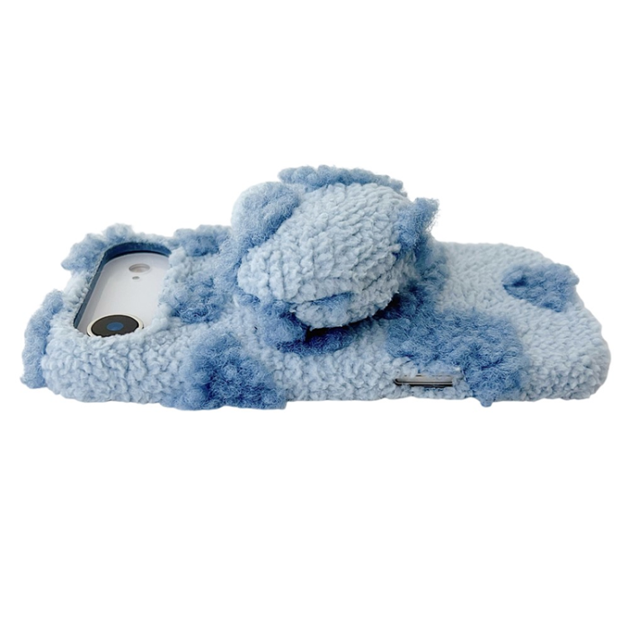 A-One Brand - iPhone Air Mobilskal 3D Heart Plush TPU Winter Warm Soft - Blå