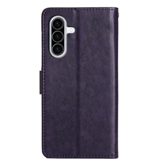 OEM - Samsung Galaxy A37 Plånboksfodral Konstläder Blommönster - Lila