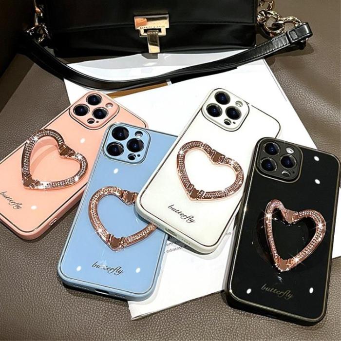 OEM - iPhone 14 Skal Heart Kickstand - Svart