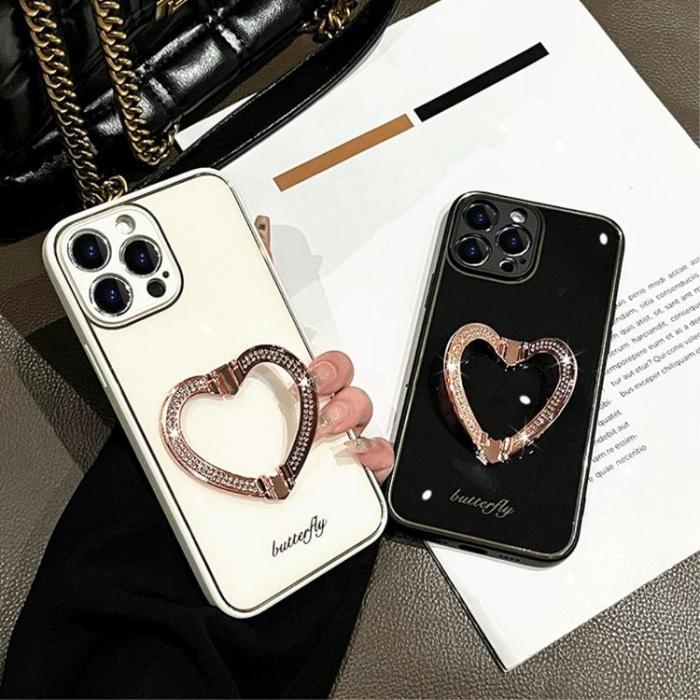 OEM - iPhone 14 Skal Heart Kickstand - Svart