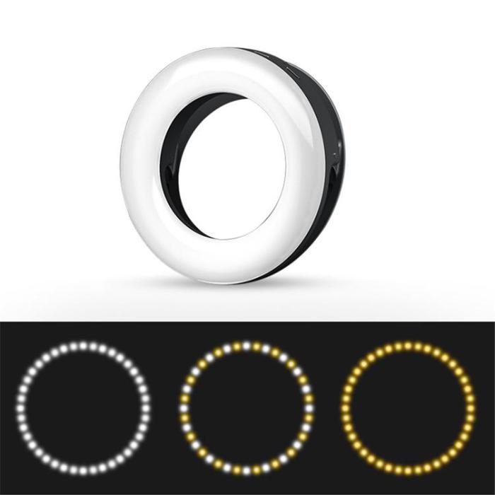 OEM - LED-Ringlampa Clip-on Selfie-lampa för Youtube Live-möte XJ19 - Svart