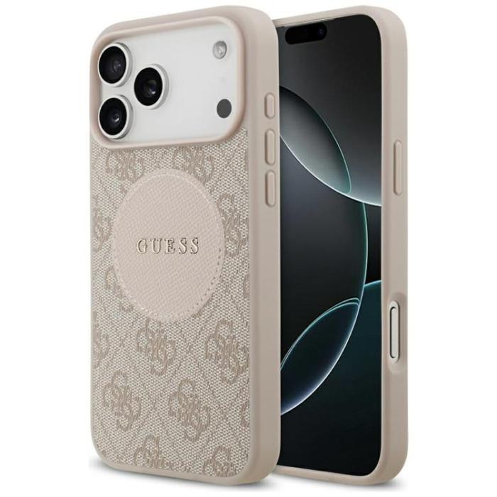 Guess - Guess iPhone 17 Pro Max Mobilskal MagSafe 4G Circle Classic Logo - Rosa