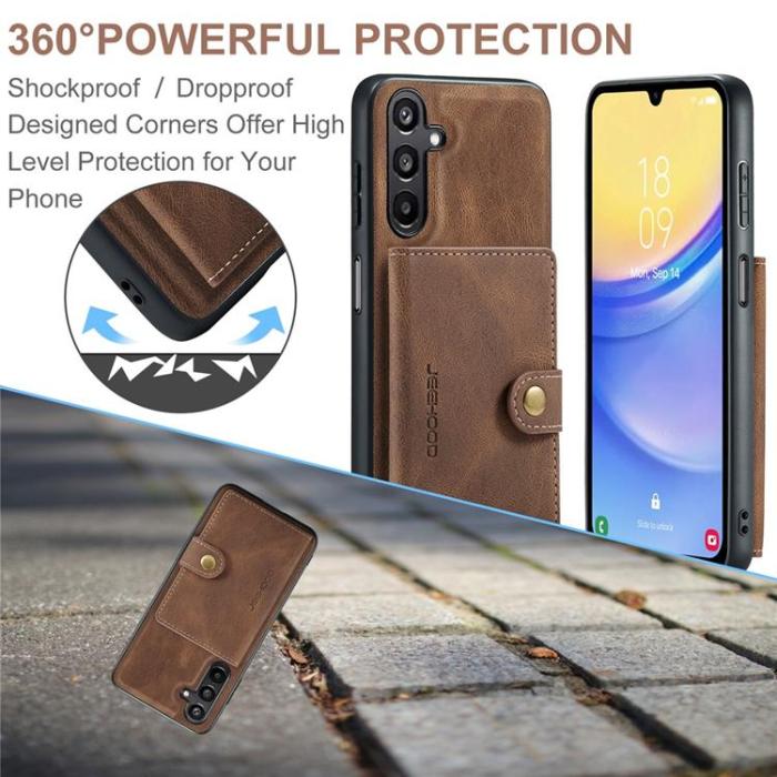 OEM - JEEHOOD Samsung Galaxy A15 4G/5G Mobilskal Konstläder + Plast - Brun