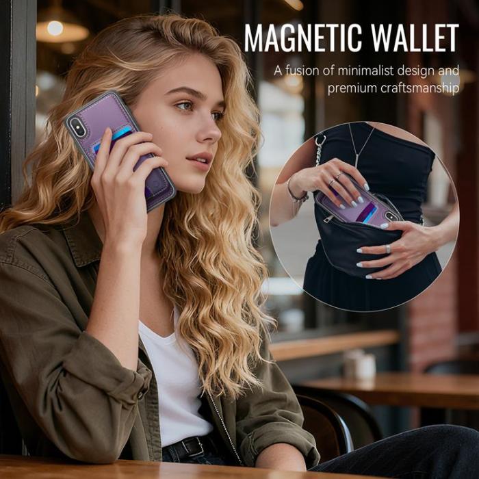 OEM - JEEHOOD iPhone X/XS Skal KonstLäder MagSafe - Lila