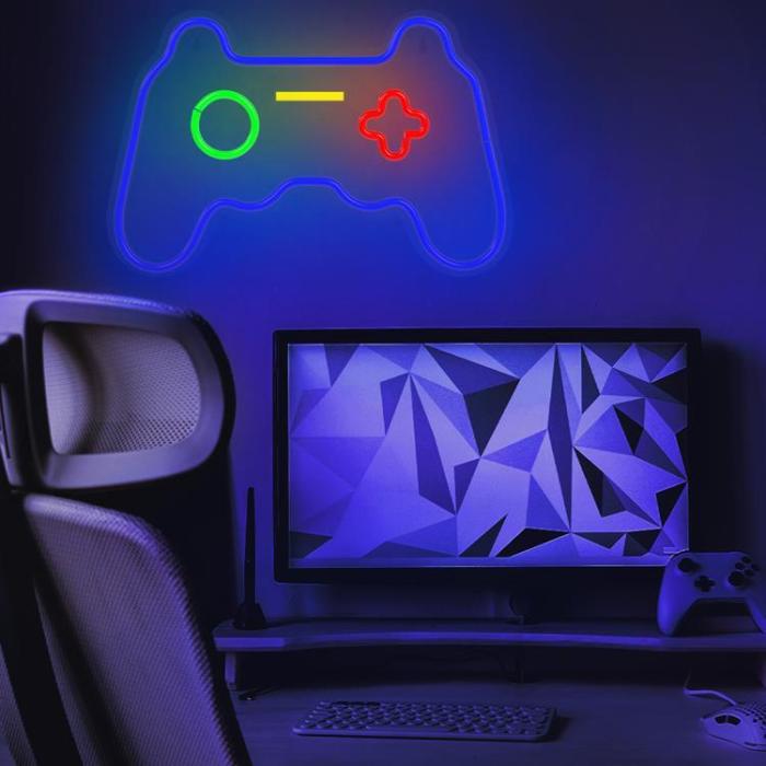 Forever Light - Forever Light LED Neon GAMEPAD Bat FPNE03X + USB - Flerfärgad