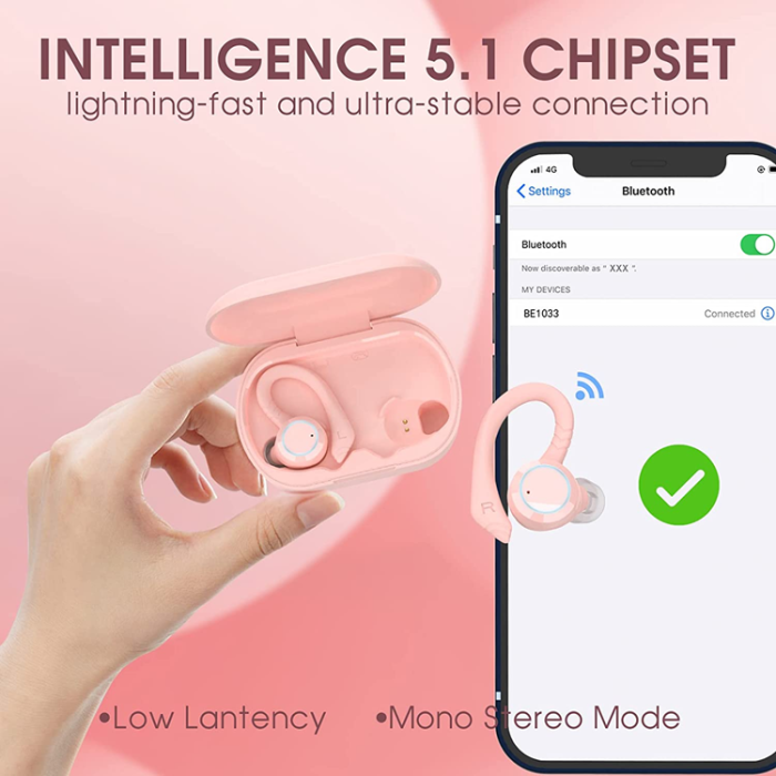 Boom of Sweden - BOOM Ear-Hook Hörlurar Bluetooth TWS IPX7 Trådlös - Rosa