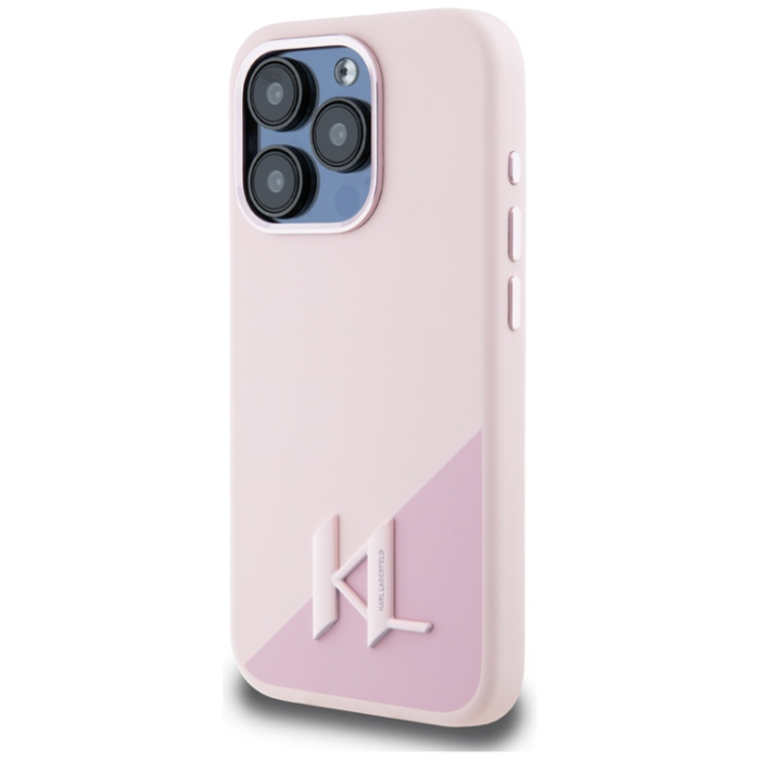 KARL LAGERFELD - Karl Lagerfeld iPhone 15 Pro Mobilskal Magsafe Shadow Metal - Rosa